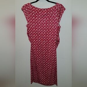 Diane von Furstenberg pink and white silk sheath dress Sz. 10